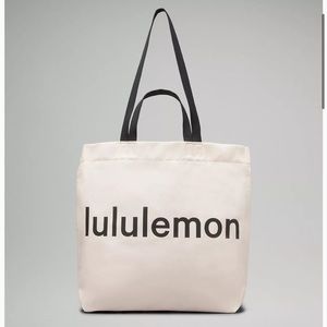 •LULULEMON•BNWT DOUBLE-HANDLE BLACK/NATURAL CANVAS TOTE BAG 17L